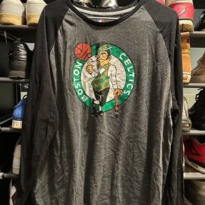 NBA Boston Celtics T Shirt Men's Long Sleeve Black Cotton